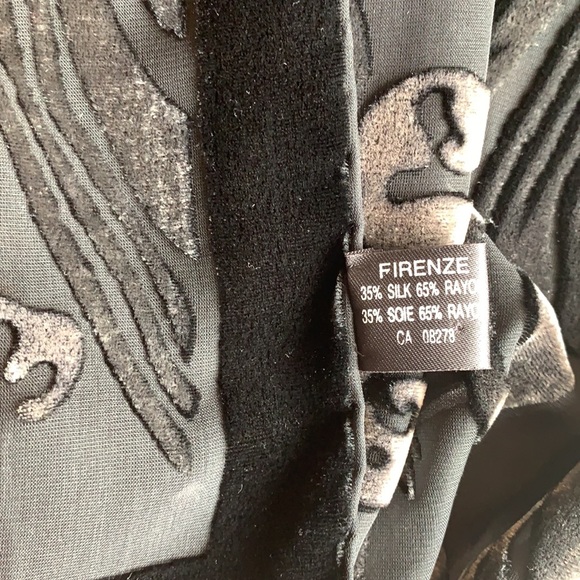 Firenze Silk and Velvet Black Sheer Floral Iris Print Scarf Evening Elegant - Picture 5 of 7